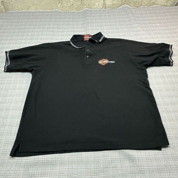 Harley Davidson Ford Polo Shirt Mens XXL Black Knit Made in USA UFCW Union Labor - Picture 1 of 10